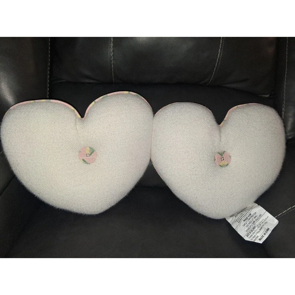 Set of 2 Pillowfort Reversible Decorative Heart Throw Pillows, Pink & White